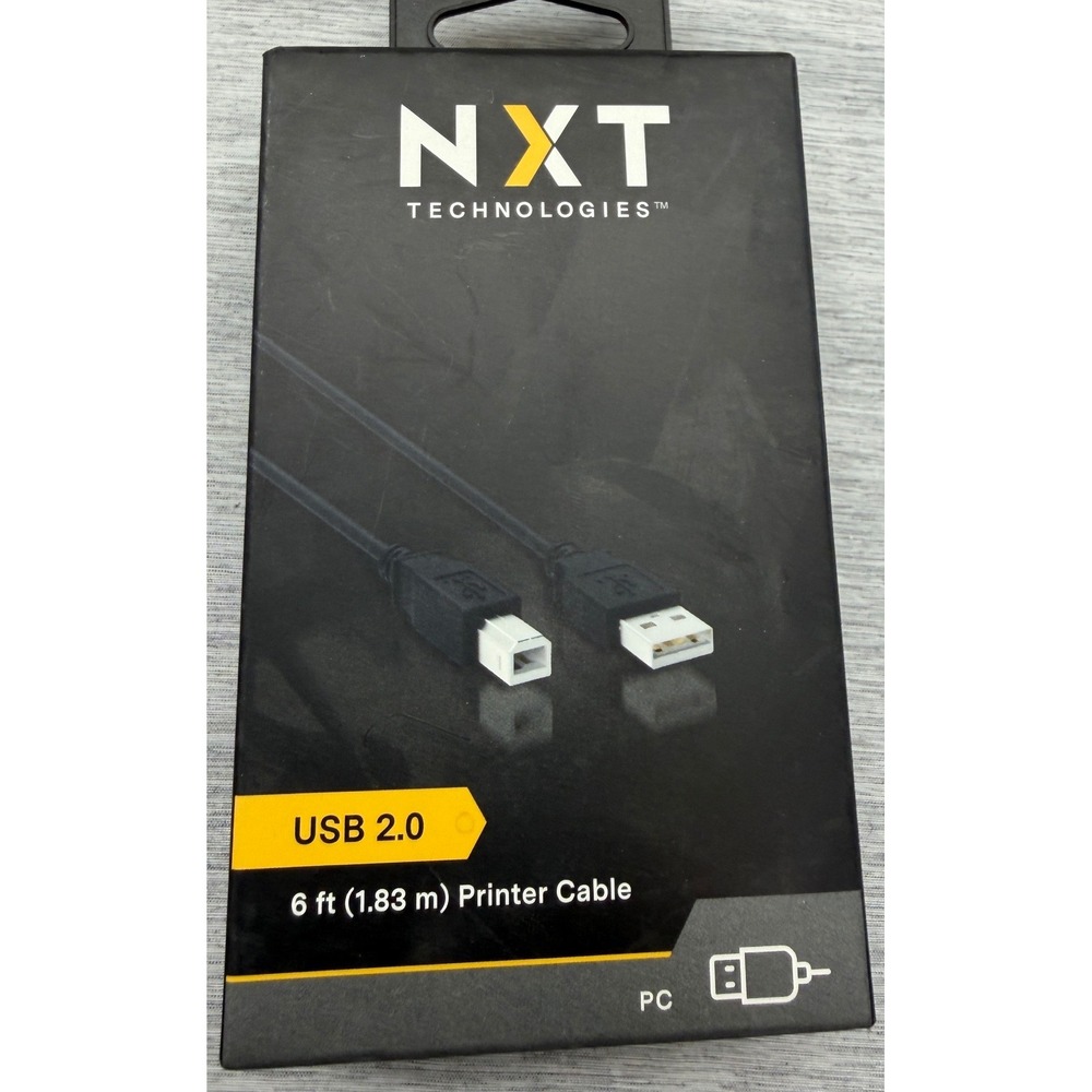 NXT Technologies USB 2.0 Printer Cable 6ft Black NX29749 USB-A to USB-B PC Cord